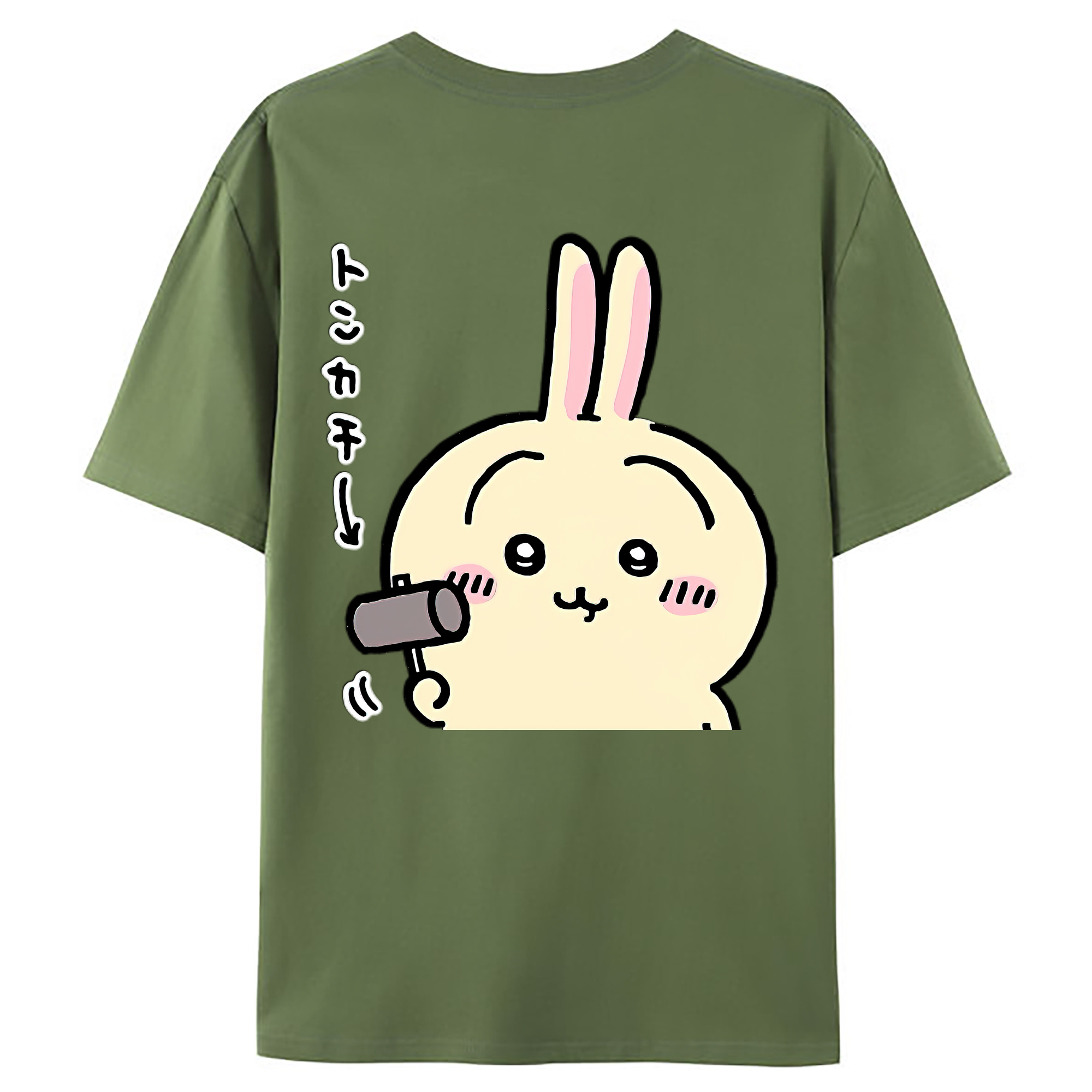 （画像用） ちいかわ うさぎ Chii-kawa usagi 綿100％ メンズ半袖Tシャツ（バックプリント） 通気性